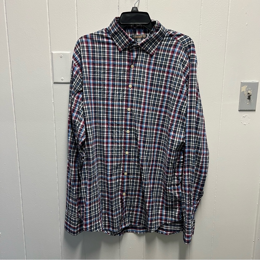 Peter Millar Wicking Long Sleeve - Men’s Multicolor Plaid Large